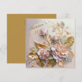 Pastel Rosegold Rozen 60th Save The Date (Voorkant / Achterkant)