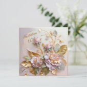 Pastel Rosegold Rozen 60th Save The Date (Staand voorkant)