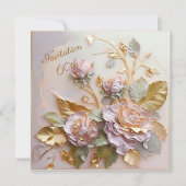 Pastel Rosegold Rozen 60th Save The Date (Voorkant)