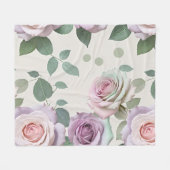 Pastel Roses In Shades Of Lilac Mint And Blush Fleece Deken (Voorkant (Horizontaal))