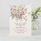 Pastel Roses Shabby Chic Wedding Kaart (Staand voorkant)