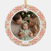 Pastel Round Ceramic Photo Christmas Ornament  (Voorkant)
