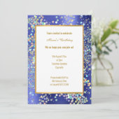 PASTEL ROYAL BLUE TEXTURED HOLOGRAPHIC INVITATION KAART (Staand voorkant)