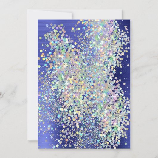 PASTEL ROYAL BLUE TEXTURED HOLOGRAPHIC INVITATION KAART (Achterkant)