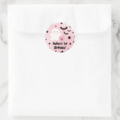 Pastel Roze 1e Verjaardag Halloween Ronde Sticker (Tas)