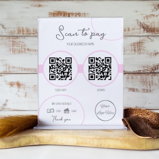 Pastel roze 2 QR code zakelijke scan te betalen Poster