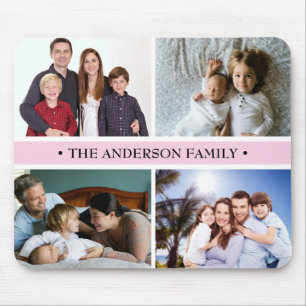 Pastel Roze 4 Foto Collage Aangepast Muismat