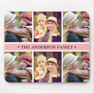 Pastel Roze 6 Foto Collage Aangepast Muismat