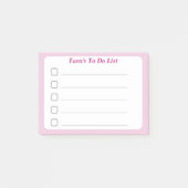 Pastel Roze Aangepast om te doen Lijst Sticky Post-it® Notes (Voorkant)