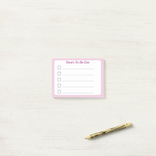 Pastel Roze Aangepast om te doen Lijst Sticky Post-it® Notes (Op bureau)