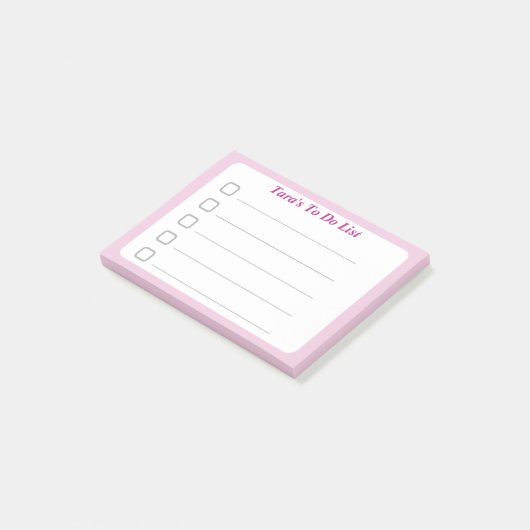 Pastel Roze Aangepast om te doen Lijst Sticky Post-it® Notes (Schuin)