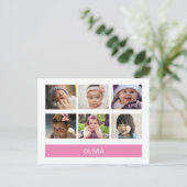 Pastel Roze Aangepaste Foto – Gepersonaliseerd Briefkaart (Staand voorkant)
