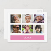 Pastel Roze Aangepaste Foto – Gepersonaliseerd Briefkaart (Voorkant / Achterkant)