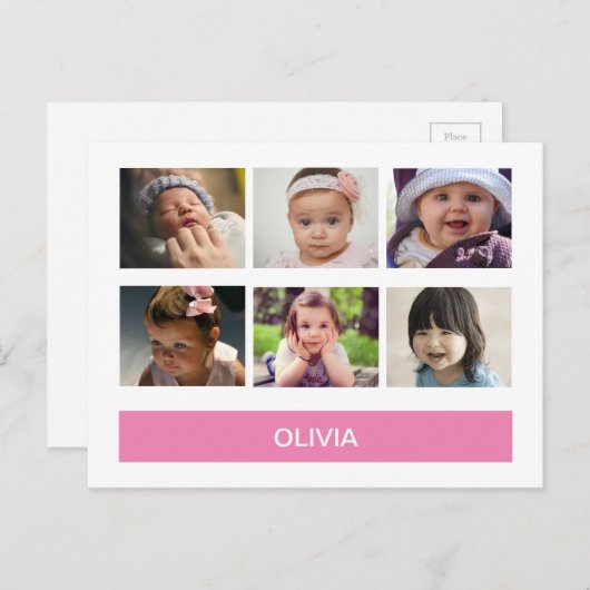 Pastel Roze Aangepaste Foto – Persoonlijk Briefkaart (Voorkant / Achterkant)