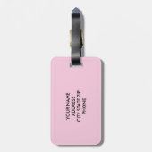 Pastel roze aangepaste monogram reizen bagagelabel (Achterkant verticaal)