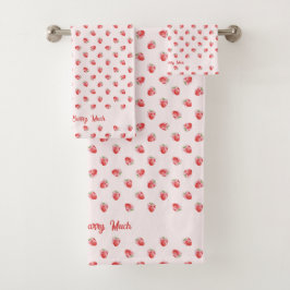 Pastel Roze Aardbei met Bow Pattern Handdoek