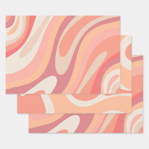 Pastel Roze Abstract Retro Hedendaagse Patronen Inpakpapier Vel