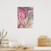Pastel Roze Abstracte Kunst op Canvass Poster (Keuken)