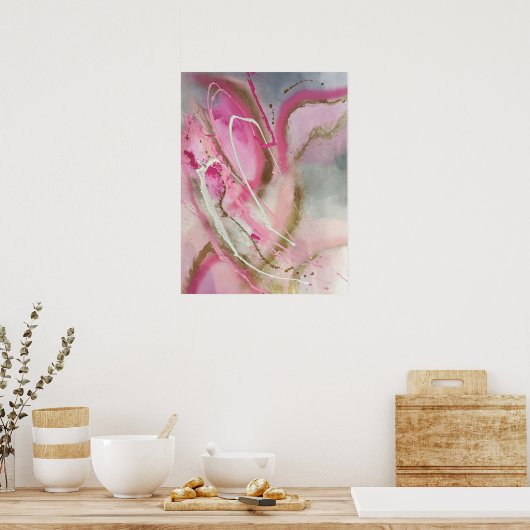Pastel Roze Abstracte Kunst op Canvass Poster (Keuken)