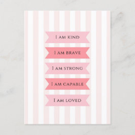 Pastel roze affirmaties briefkaart