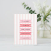 Pastel roze affirmaties briefkaart (Staand voorkant)