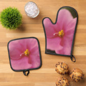 Pastel roze Afrikaanse Violet (Saintpaulia) Bloem Ovenwant & Pannenlap Set (Top down)