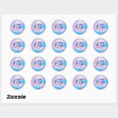 Pastel Roze Aqua Blue Holografische Gradiënt Logo Ronde Sticker (Vel)