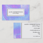 Pastel roze, aqua en lila zeemeermin schaal stof visitekaartje (Voorkant / Achterkant)