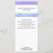 Pastel roze, aqua en lila zeemeerminschaal menu (Achterkant)