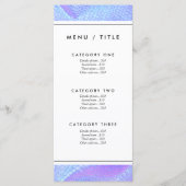 Pastel roze, aqua en lila zeemeerminschaal menu (Voorkant)