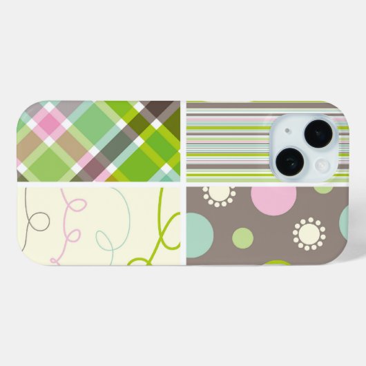 Pastel roze Aqua Plaid Check Stippen krabbelpatroo Case-Mate iPhone Case (Achterkant (horizontaal))