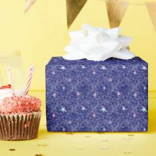 Pastel Roze Aqua Sterren Blauwe Lucht Cadeaupapier