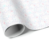 Pastel Roze Aqua Sterren op Wit Cadeaupapier (Rol Hoek)