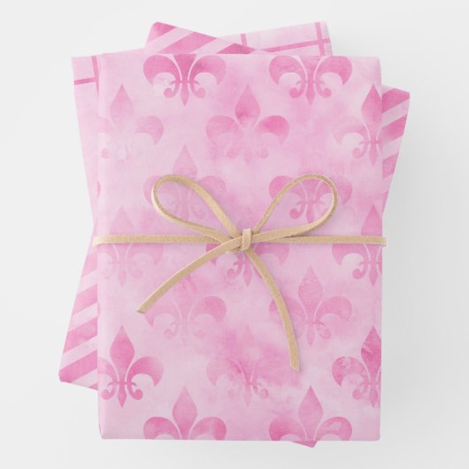 Pastel Roze Aquarel Geometrische Trouwdag Verjaard Inpakpapier Vel (In situ)