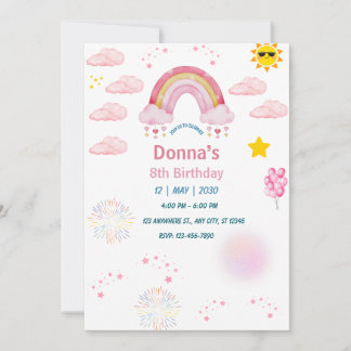 Pastel roze aquarel schattige regenboog klein meis kaart