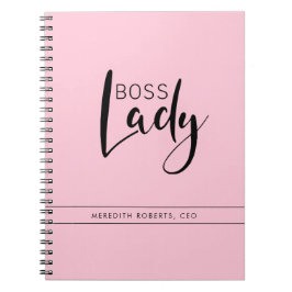 Pastel Roze Baas Dames Logo Persoonlijk Notitieboek