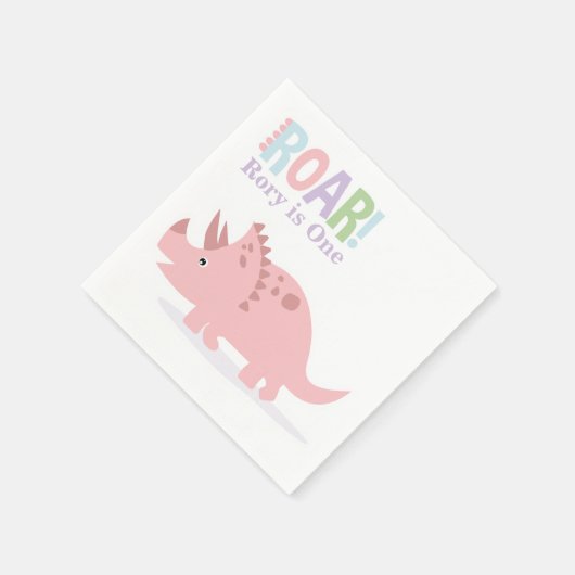 Pastel Roze Baby Dinosaurussen Roar Verjaardagsfee Servet (Hoek)