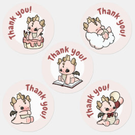 Pastel Roze Baby Dragon Bedankt Labels