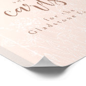 Pastel roze Baby in bloei douche cadeau tafel teke Poster (Hoek)