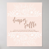 Pastel Roze Baby in Bloom Luier Raffle Teken Poster (Voorkant)