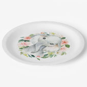 Pastel Roze Baby Olifant Bloemen Papieren Bordje (Gekanteld)