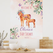 Pastel roze baby paard met moederbaby shower poster (Keuken)