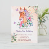 Pastel roze baby paardenmeester kaart (Staand voorkant)