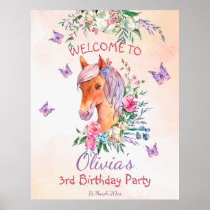 Pastel roze baby paardenmeester poster