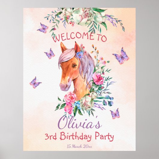 Pastel roze baby paardenmeester poster (Voorkant)