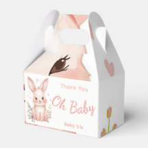 Pastel Roze Baby Shower Behandeldoos Knuffel Konij