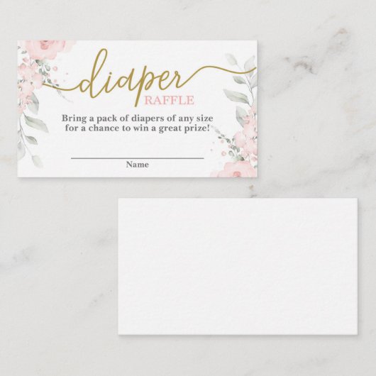 Pastel roze baby shower Diaper Raffle Informatiekaartje (Voorkant / Achterkant)