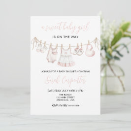 Pastel Roze Babykleren Meisje Baby shower Kaart