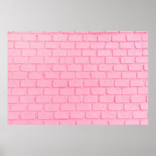 Pastel roze baksteen achtergrond wand textuur roze poster