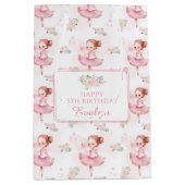 Pastel roze ballerina verjaardagspapier geschenkza medium cadeauzakje (Voorkant)